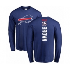 Football Buffalo Bills #15 John Brown Royal Blue Backer Long Sleeve T-Shirt