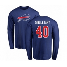 Football Buffalo Bills #40 Devin Singletary Royal Blue Name & Number Logo Long Sleeve T-Shirt