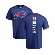 Football Buffalo Bills #91 Ed Oliver Royal Blue Backer T-Shirt