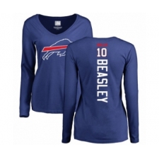 Football Women's Buffalo Bills #10 Cole Beasley Royal Blue Backer Long Sleeve T-Shirt