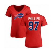 Football Women's Buffalo Bills #97 Jordan Phillips Red Name & Number Logo T-Shirt