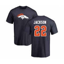 Football Denver Broncos #22 Kareem Jackson Navy Blue Name & Number Logo T-Shirt
