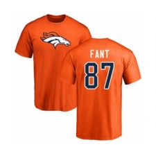 Football Denver Broncos #87 Noah Fant Orange Name & Number Logo T-Shirt