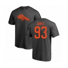 Football Denver Broncos #93 Dre'Mont Jones Ash One Color T-Shirt