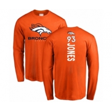 Football Denver Broncos #93 Dre'Mont Jones Orange Backer Long Sleeve T-Shirt