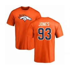 Football Denver Broncos #93 Dre'Mont Jones Orange Name & Number Logo T-Shirt