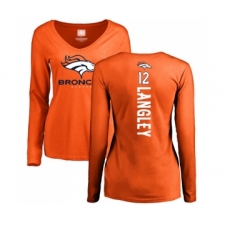 Football Women's Denver Broncos #12 Brendan Langley Orange Backer Long Sleeve T-Shirt