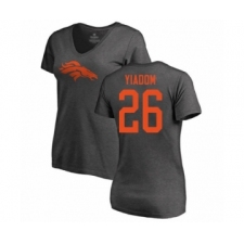 Football Women's Denver Broncos #26 Isaac Yiadom Ash One Color T-Shirt