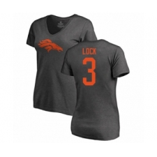 Football Women's Denver Broncos #3 Drew Lock Ash One Color T-Shirt