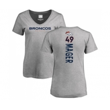 Football Women's Denver Broncos #49 Craig Mager Ash Backer V-Neck T-Shirt