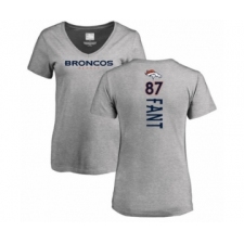 Football Women's Denver Broncos #87 Noah Fant Ash Backer V-Neck T-Shirt
