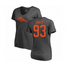 Football Women's Denver Broncos #93 Dre'Mont Jones Ash One Color T-Shirt