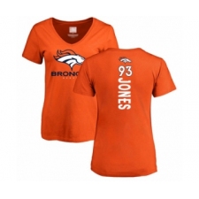 Football Women's Denver Broncos #93 Dre'Mont Jones Orange Backer T-Shirt