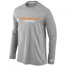 Nike Denver Broncos Authentic Font Long Sleeve NFL T-Shirt - Grey