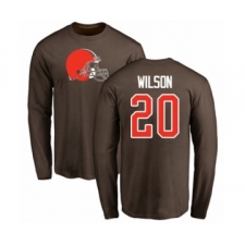 Football Cleveland Browns #20 Howard Wilson Brown Name & Number Logo Long Sleeve T-Shirt