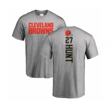 Football Cleveland Browns #27 Kareem Hunt Ash Backer T-Shirt