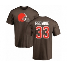 Football Cleveland Browns #33 Sheldrick Redwine Brown Name & Number Logo T-Shirt