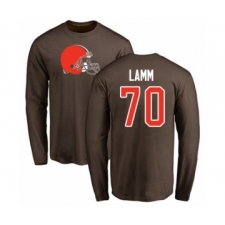 Football Cleveland Browns #70 Kendall Lamm Brown Name & Number Logo Long Sleeve T-Shirt