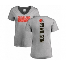 Football Women's Cleveland Browns #20 Howard Wilson Ash Backer V-Neck T-Shirt