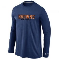 Nike Cleveland Browns Authentic Font Long Sleeve NFL T-Shirt - Dark Blue
