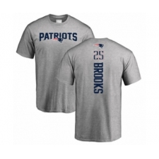 Football New England Patriots #25 Terrence Brooks Ash Backer T-Shirt