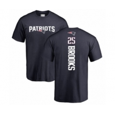 Football New England Patriots #25 Terrence Brooks Navy Blue Backer T-Shirt