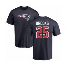 Football New England Patriots #25 Terrence Brooks Navy Blue Name & Number Logo T-Shirt