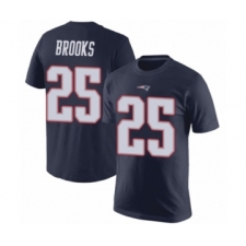 Football New England Patriots #25 Terrence Brooks Navy Blue Rush Pride Name & Number T-Shirt