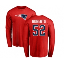 Football New England Patriots #52 Elandon Roberts Red Name & Number Logo Long Sleeve T-Shirt