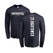 Football New England Patriots #54 Dont'a Hightower Navy Blue Backer Long Sleeve T-Shirt