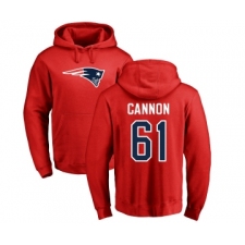 Football New England Patriots #61 Marcus Cannon Red Name & Number Logo Pullover Hoodie