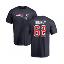 Football New England Patriots #62 Joe Thuney Navy Blue Name & Number Logo T-Shirt