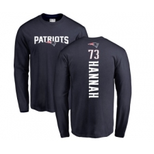 Football New England Patriots #73 John Hannah Navy Blue Backer Long Sleeve T-Shirt