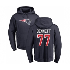 Football New England Patriots #77 Michael Bennett Navy Blue Name & Number Logo Pullover Hoodie