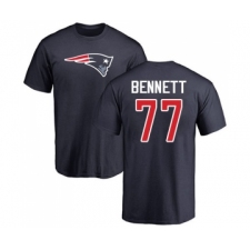 Football New England Patriots #77 Michael Bennett Navy Blue Name & Number Logo T-Shirt