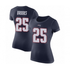 Football Women's New England Patriots #25 Terrence Brooks Navy Blue Rush Pride Name & Number T-Shirt