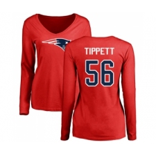 Football Women's New England Patriots #56 Andre Tippett Red Name & Number Logo Slim Fit Long Sleeve T-Shirt
