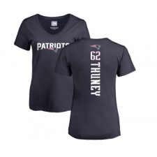 Football Women's New England Patriots #62 Joe Thuney Navy Blue Backer T-Shirt
