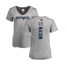 Football Women's New England Patriots #69 Shaq Mason Ash Backer V-Neck T-Shirt
