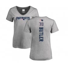 Football Women's New England Patriots #70 Adam Butler Ash Backer V-Neck T-Shirt