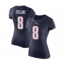 Football Women's New England Patriots #8 Jamie Collins Navy Blue Rush Pride Name & Number T-Shirt