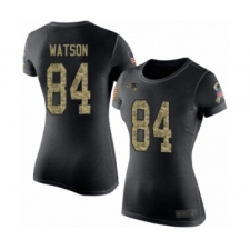 Football Women's New England Patriots #84 Benjamin Watson Black Camo Salute to Service T-Shirt