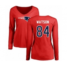 Football Women's New England Patriots #84 Benjamin Watson Red Name & Number Logo Slim Fit Long Sleeve T-Shirt
