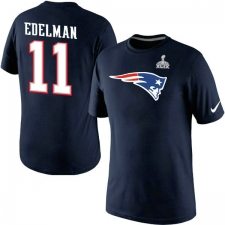 Nike New England Patriots #11 Julian Edelman Name & Number Super Bowl XLIX NFL T-Shirt - Navy Blue