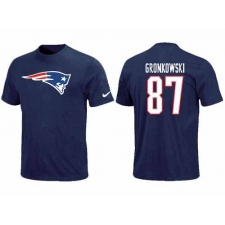Nike New England Patriots #87 Rob Gronkowski Name & Number NFL T-Shirt - Navy Blue