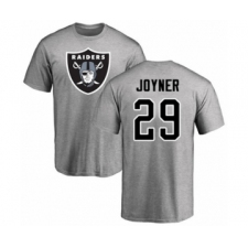Football Oakland Raiders #29 Lamarcus Joyner Ash Name & Number Logo T-Shirt