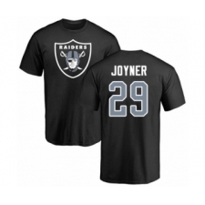 Football Oakland Raiders #29 Lamarcus Joyner Black Name & Number Logo T-Shirt