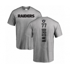Football Oakland Raiders #77 Trent Brown Ash Backer T-Shirt