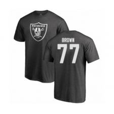Football Oakland Raiders #77 Trent Brown Ash One Color T-Shirt