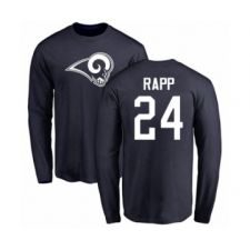 Football Los Angeles Rams #24 Taylor Rapp Navy Blue Name & Number Logo Long Sleeve T-Shirt